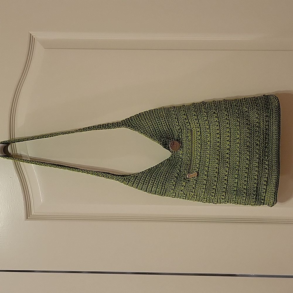 Like New The Sak Original Green Crochet Hobo